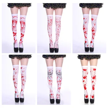 Нови ултра-тънки кървави чорапи за Хелоуин, женски кървави чорапи за партита, секси чорапи над коляното, забавни дамски чорапи с индивидуалността