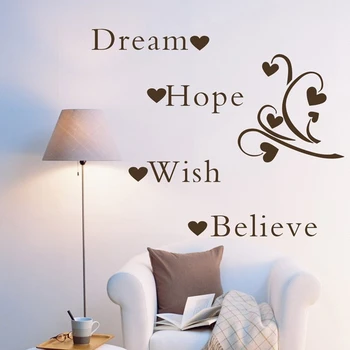 Голям размер безплатна доставка Мечта Надежда Желанието да вярваме вдъхновяващи думи Подвижни стенни цитат на стикери за стена q0142