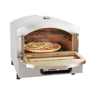 Преносима пещ за пица с капацитет 1800 W, настолна електрическа машина за пици, градинска пещ за пици, фурна за пица от неръждаема стомана