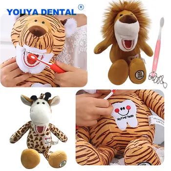 Почистване на зъбите Стоматологични плюшени играчки с четка за зъби Обучение модел на зъби за деца Детски плюшени играчки във формата на животни стоматологичен подарък