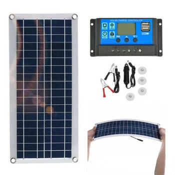 Преносима соларен панел от тънки и леки гъвкави полисилициеви 10 W с контролер, фотоэлектрическая зарядно устройство ще захранване на панела, зарядно устройство