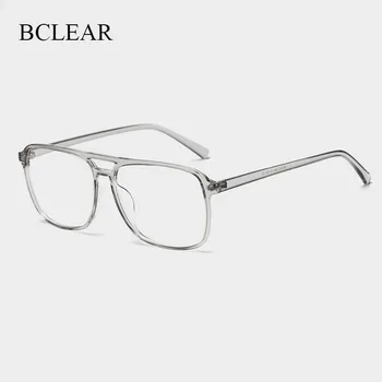 BCLEAR Ультралегкий TR90 Ретро Черен Прозрачен Двоен Лъч Мъжки Рамки За Очила По Рецепта на Оптични Очила H8024