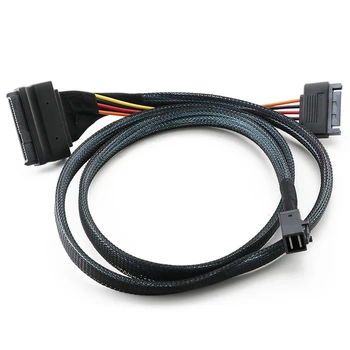 Кабел Mini СФФ 8643 от 0,5 М/1,5 метра до U. 2 СФФ-8639 с 15-пинов клъстер конектор SATA, проводник на захранващия кабел SSD