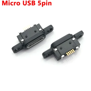 100шт Micro USB 5pin конектор за зареждане, докинг порт 5 ПЕНСА IP67 SMT такса Водоустойчив конектор-розетка с отвор за винта