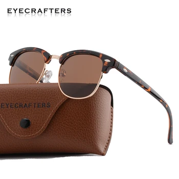 КЛАСИЧЕСКИ черепахово-кафяви полукадровые поляризирани слънчеви очила, Мъжки, женски полуободковые огледално клубни слънчеви очила Master Sunglasses UV400