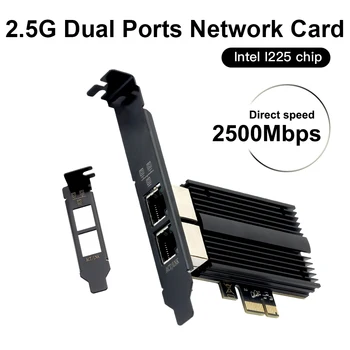 2500 Mbps Мрежова Карта PCIe С Две Пристанища Pcie За RJ-45, Intel I225 Gigabit Ethernet 100/1000 М/2500 М RJ-45 LAN PCIe Адаптер За PC