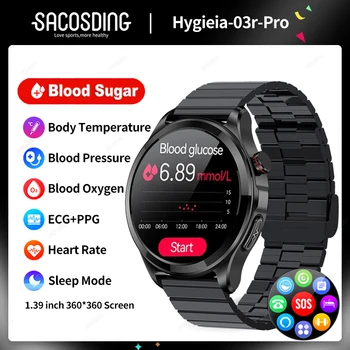 Здравословна Температурата на Тялото, Умни Часовници Мъжки Bluetooth Предизвикателство 360 * 360 HD Екран, Спортни Сърдечен Ритъм, Нивото на Захар В Кръвта Умни Часовници За Huawei