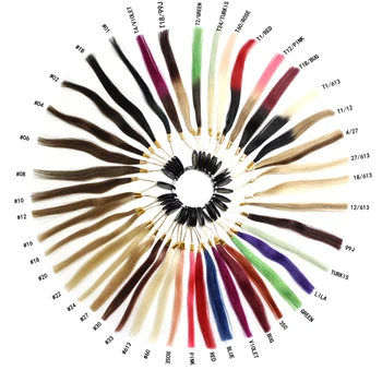 Цветно пръстен /на колелото / графика с 43 примери за изграждане на човешки косъм и салонного оцветяване Примерна диаграма Проби на пръстените