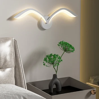 Led монтиран на стената лампа, модерен стенен лампа във формата на чайките за дома, спални, стълби, хол, мека мебел, фоново осветление, декор, осветително тяло