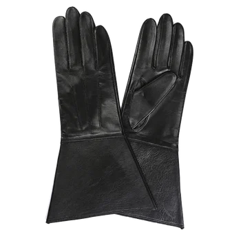 35 СМ Мъжки Кожени ръкавици със Сензорен екран, Двоен маншет, Луксозни Стегнати Дълги Ръкавици от Естествена Кожа Без подплата За Шофиране, Мото
