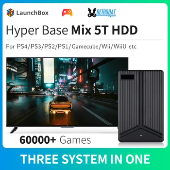 Mix 5T HDD LaunchBox / Retrobat/Playnite Преносим Външен Слот Твърд диск 60000 + 3D /AAA/Ретро Игри за PS4/PS3/PS2/ Wii/Gamecube