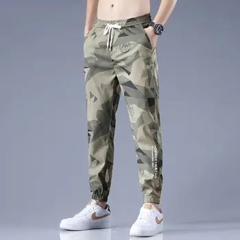 Военни мъжки камуфляжные бързо съхнещи спортни панталони, летен тънък модерен спортен костюм с еластичен ластик в талията, размер голям, нови спортни ежедневни панталони 5XL