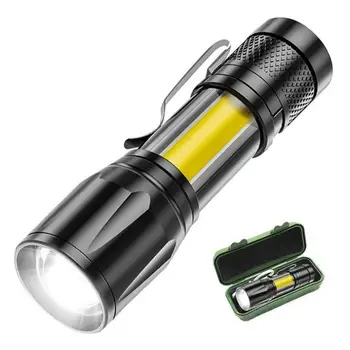 Мини led фенерче с вградена батерия, факел с повишен фокусно разстояние, лампа 2000 лумена, регулируема дръжка, водоустойчив лампа за отдих