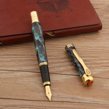2021 Висококачествена метална писалка Pimio 200, син мрамор, златни канцеларски материали, мастило химикалки за студентски офис