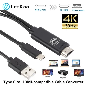LccKaa Type C-HDMI-съвместим Кабел-Адаптер Конвертор USB 3.1 4k Със Зареждането на HDTV Видео за Samsung Galaxy S9/S8 /Note 9
