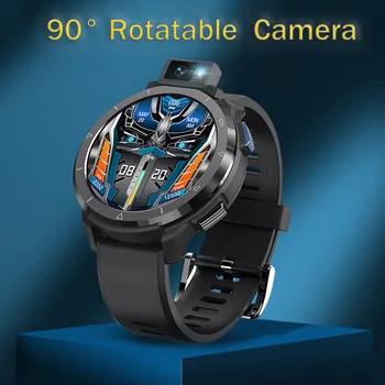 90 ° Въртящ 13-Мегапикселова Камера Smartwatch Man 4G Wifi 4G + 128G Фенерче Смарт Часовник Фитнес Тракер Спортни Часовници за Android