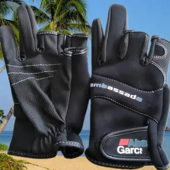 Ръкавици за риболов с три пръста Велосипедни ръкавици, неопренови зимни дишащи слънчеви мини ръкавици за гмуркане със защита от надраскване на полпальца