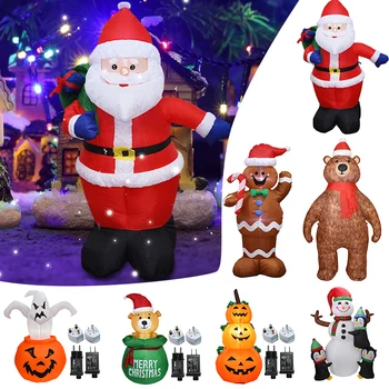 Надуваем Снежен Дядо Коледа Лешникотрошачката Модел с Led Подсветка Надуваеми Коледни Кукли за Външно Коледен Празничен Декор 2023