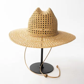 202305-HH5302 лятна ръчно плетени выдалбливаемая книжен трева Западна ковбойская шапка мъжки дамски панама за почивка, джаз шапка