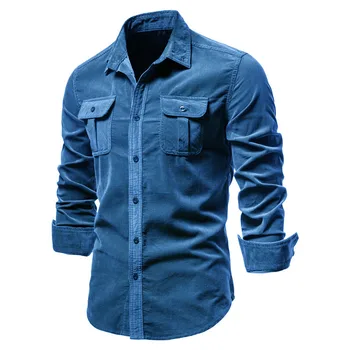 Риза, тениски с изображение, ежедневни горната риза с копчета, однотонное стрейчевое бельо, мъжки дрехи, тънък топ с дълъг ръкав