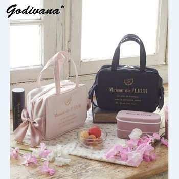 Японски стил, нова скъпа чанта за охлаждане, изолирано чанта, дамски сладко чанта с лък, розови регистрирани чанти за обяд