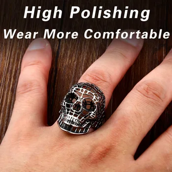 BEIER нов магазин на нов пънк череп кухи мъжки пръстен в стил поп-рок висококачествени бижута подарък LLBR8-596R