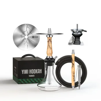 Yimi Hookah Пълен комплект за наргиле Thunder 2 варианта почистване, комплект за наргиле, купа за наргиле, силиконов маркуч, стойка за въглища