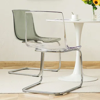 Прозрачен стол Модерен минималистичен стол Метален крак Окото на облегалката на стол Червен Офис стол с Модерен ресторант Мебели на едно място