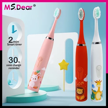 Мис Мили деца, звукова електрическа четка за зъби с анимационни модел за деца с взаимозаменяеми глави, избелваща ултразвукова четка за зъби