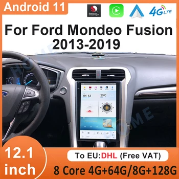 Екран Tesla Qualcomm Android 11 8 + 128 Грама За Ford Mondeo Fusion MK5 2013-2019 Автомобилен Мултимедиен Плейър GPS Навигация Стерео Радио