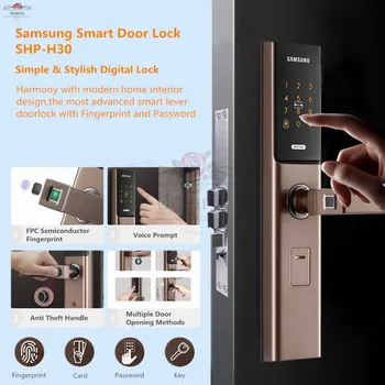 Samsung Smart Handle Doorlock SHP-H30, заключване на пръстови отпечатъци, домашна вратата сигурност с карта парола, интелигентно управление на електронни брави