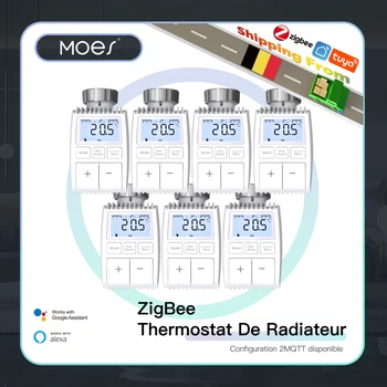MOES Sasha ZigBee3.0 Клапан С Радиатора Умен Термостат Регулатор на Температурата на Външния Сензор TRV Гласово Управление с Алекса