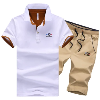 Летен мъжки комплект 2023 г., модно корейското издание, мъжка фланелка с къс ръкав + спортни къси панталони, комплект за голф, мъжки ежедневни комплект за бягане