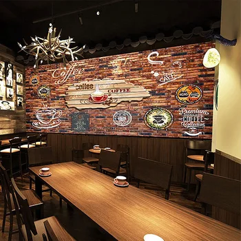 Стенни тапети, всякакви размери по поръчка на 3D стерео кафе Ретро тухлена фон за стените Стенно покритие Ресторант Бар Кафе стенни тапети