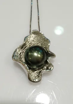 Окачване от естествен таитянского перли 925 сребро 10-11 мм, идеално кръгли женски бижута, безплатна доставка, изискани бижута