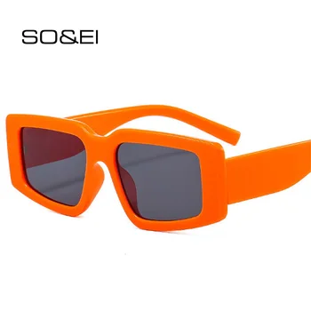 SO & EI Ins, популярни модни цветни квадратни дамски слънчеви очила с ретро очила в ярки нюанси UV400, мъжки слънчеви очила