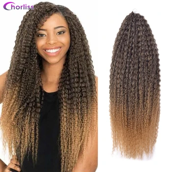 Бразилски опашка за коса от 20 инча афро къдрава възли на една кука опашка за коса Омбре Тъкане на косата Марли коса за чернокожите жени