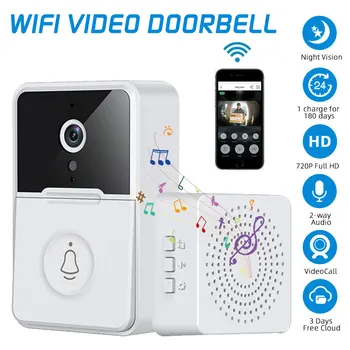 Безжичен звънец WiFi външна HD камера за сигурност звънец за нощно виждане видео домофон Промяна гласове за начало на монитора домофонна система