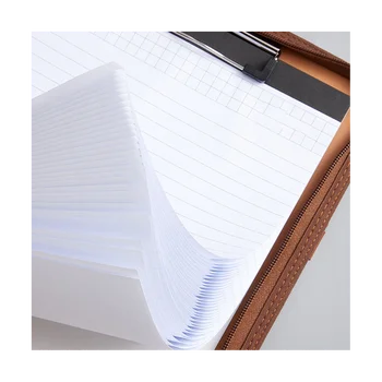 Кожена папка-портфейл с цип за жени /Мъже, Бизнес Бележник с химикалка, Папка, за да конферентна notepad Кафяв цвят