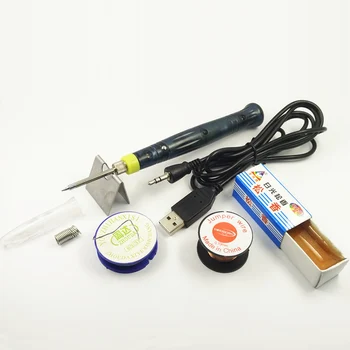 Електрически паяльники DGKS USB 6 бр. комплект инструменти Мини USB поялната станция за заваряване, поставка за нагревателни елементи, ютия за изгаряне