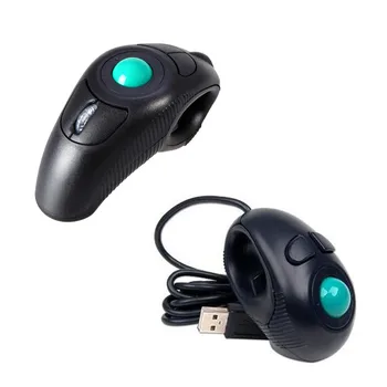 Безжична мишка с тракбол 2,4 G, жичен мини-USB, преносими пальчиковые мишка, ергономична дясната си на лявата ръка за PC, таблет, лаптоп