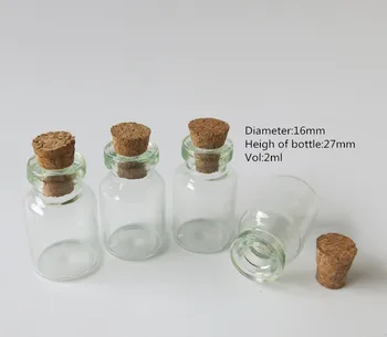 500x2 мл, Прозрачни мини-стъклени флакони със запушалка, 2 клапана на цилиндър, малки стъклени шишета за проби, празни стъклени висулки-талисмани за подарък
